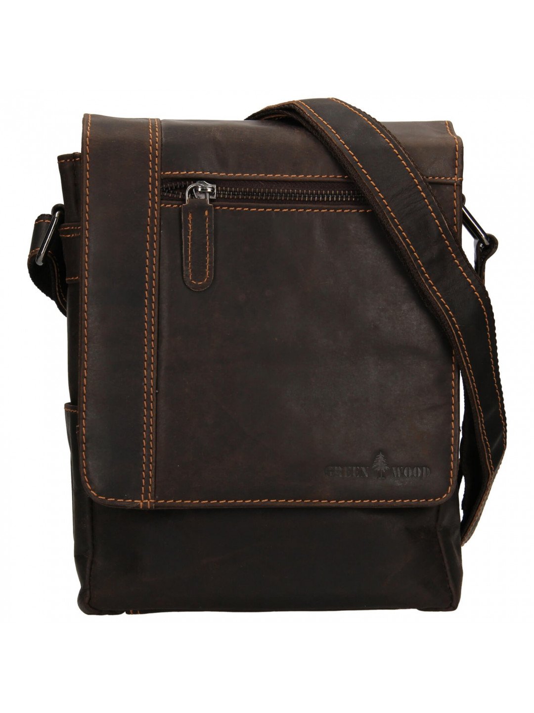 Pánská kožená taška přes rameno Greenwood Steen – tmavě hnědá